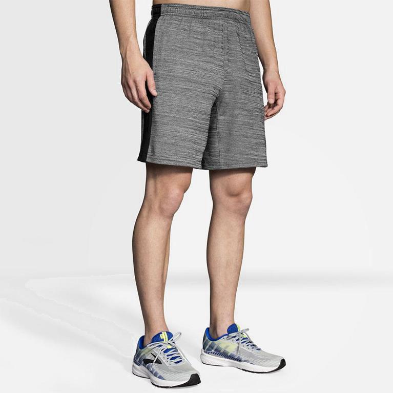 Brooks Men's Rep 8 Running Shorts Singapore - Grey (10746-GZOJ)